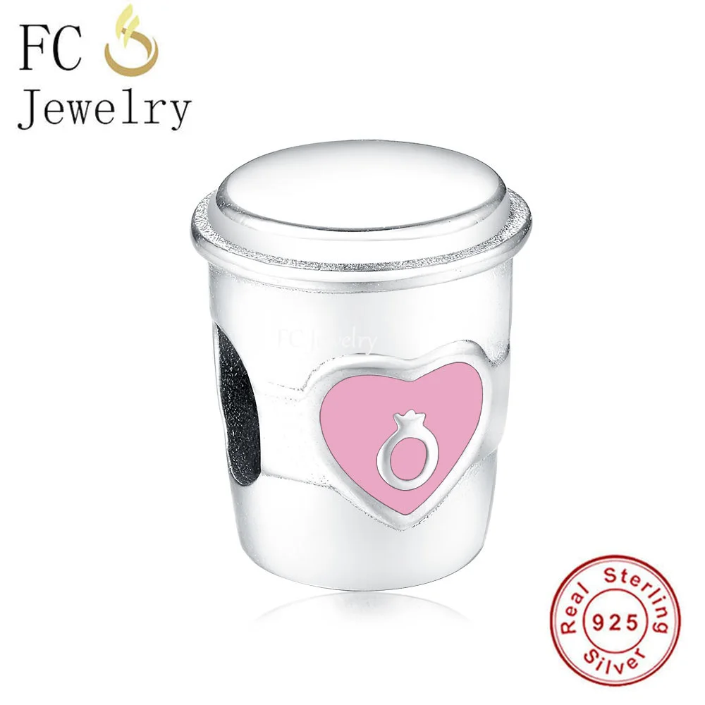 FC Ювелирные изделия Fit Оригинальные подвески для браслета Real 925 Серебро Любовь Сердце Кофейная чашка Винный шар для женщин Берлок 2022 вперед.