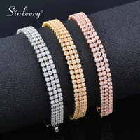 sinleery korean style 3 layers cubic zirconia tennis bracelet for women rose gold silver color wedding jewelry 2022 zd1 ssp