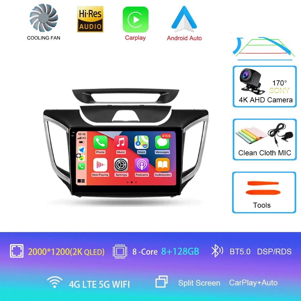 Android 15 для Hyundai Creta IX25 2015-2019 Carplay Auto 4G + WIFI GPS Автомобильный радиоприемник Навигация Мультимедийный видеоплеер Стерео