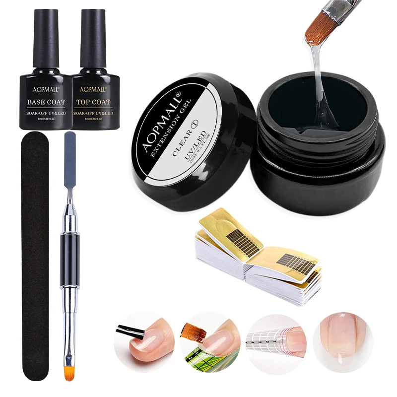 AOPMALL® Builder Nail Gels Kit For Nails Extenison Hard Gel Set With Base Top Coat Art Manicure for DIY At Home |