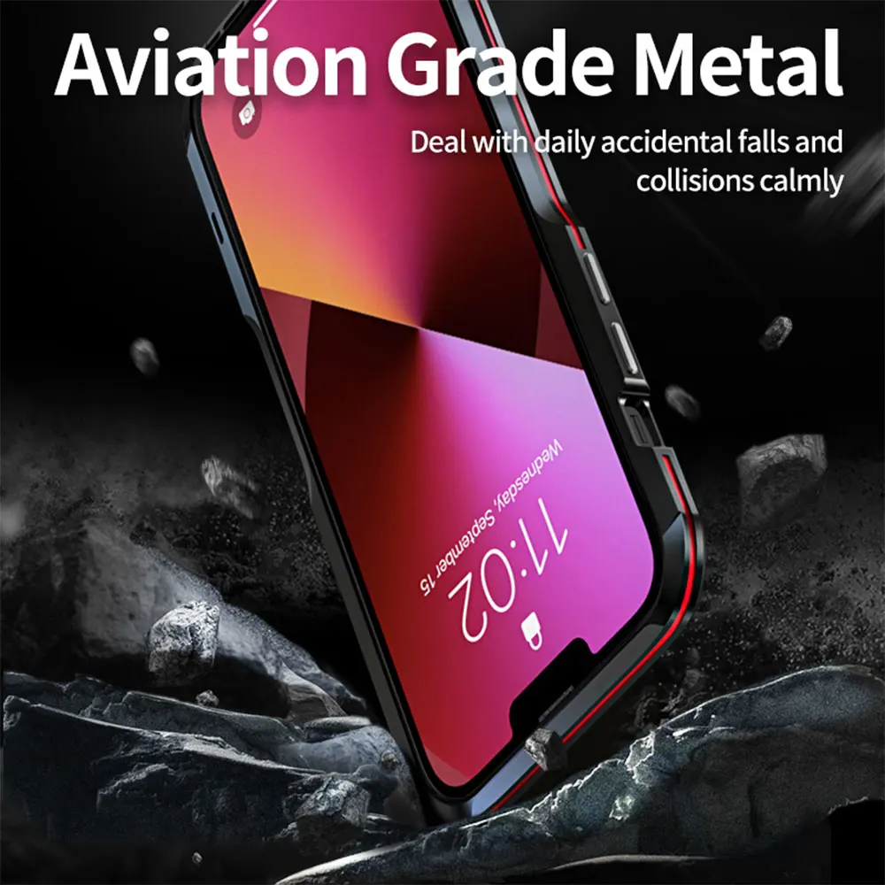 Tanie LUPHIE Rama Dla Iphone 13 Pro Max Luksusowy Aluminiowy Metalowy Zderzak Dla Apple Iphone 13 Mini Skóra Wygodny Uchwyt Skrzynki Pokrywa Funda