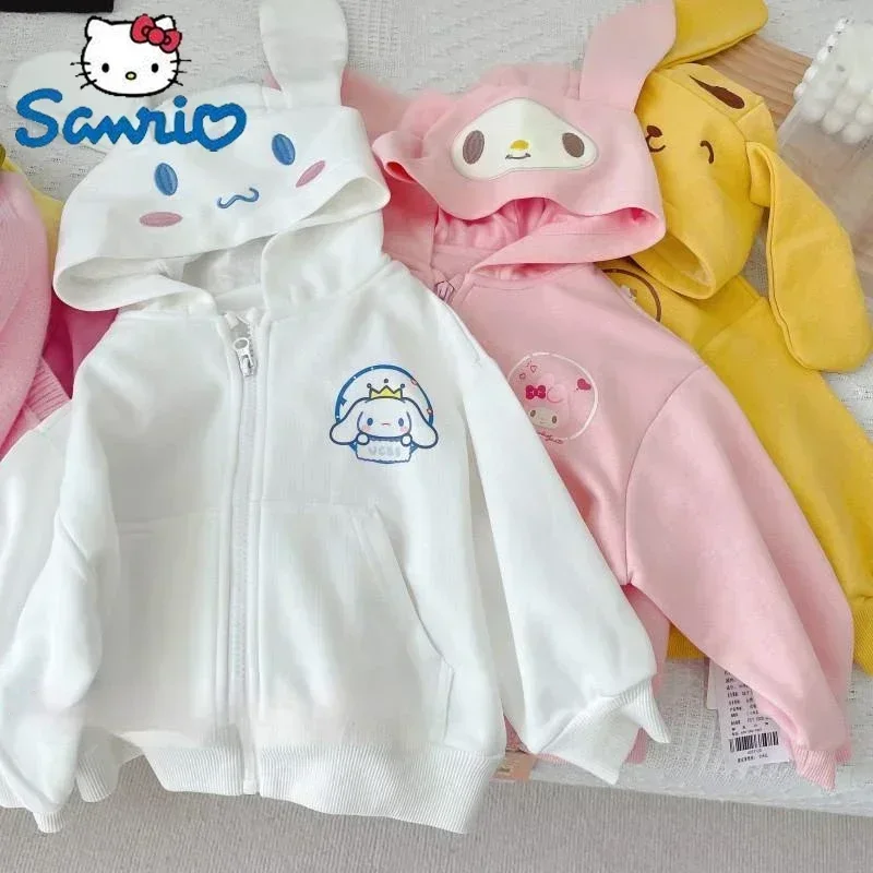 Детская толстовка с капюшоном Sanrio Kawaii Melody Kuromi Cinnamoroll на молнии длинным рукавом