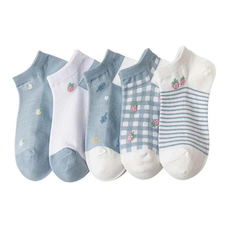 10 Pair Low Tube Cartoon Women Socks Set Short Summer Ankle Socks Asakuchi Cotton Breathable Korean Style Cute Chaussette Femme