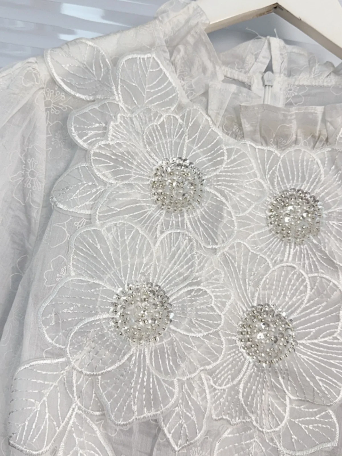 Nomikuma французские Бусины кружева Цветочная рубашка для женщин Топ Лето новые