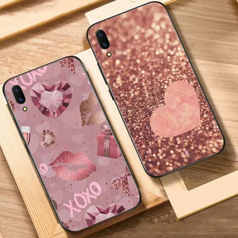 

Love Rose Gold Phone Case for Vivo Y91C Y11 17 19 17 67 81 Oppo A9 2020 Realme c3