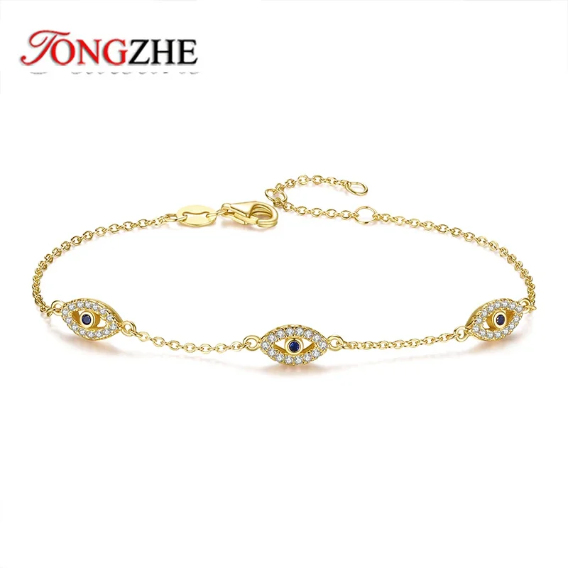 TONGZHE Шарм из стерлингового серебра 925 пробы браслет с синим глазом турецкий от