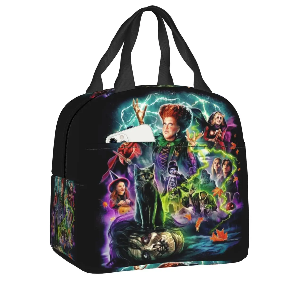 

Horror Movie Halloween Witch Pocus Hocus Lunch Bag Warm Cooler Insulated Lunch Box for Women Kids School Picnic Food Tote Bags