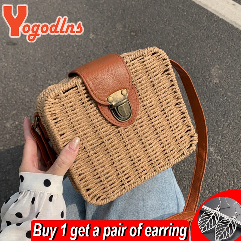 

Yogodlns летняя соломенная квадратная сумка ручной работы тканая сумка через плечо Маленькая квадратная сумка Пляжные Сумки Путешествия Пляжн...