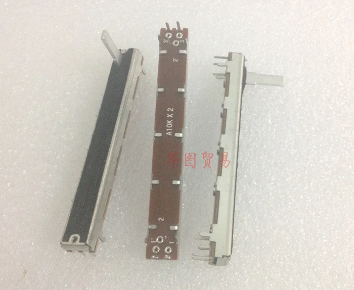 

7 шт. SL6021G 10KA 75 мм микшер скользящий потенциометр/длина хвостовика 15MMC A10Kx2 двухканальный фейдер переменные резисторы