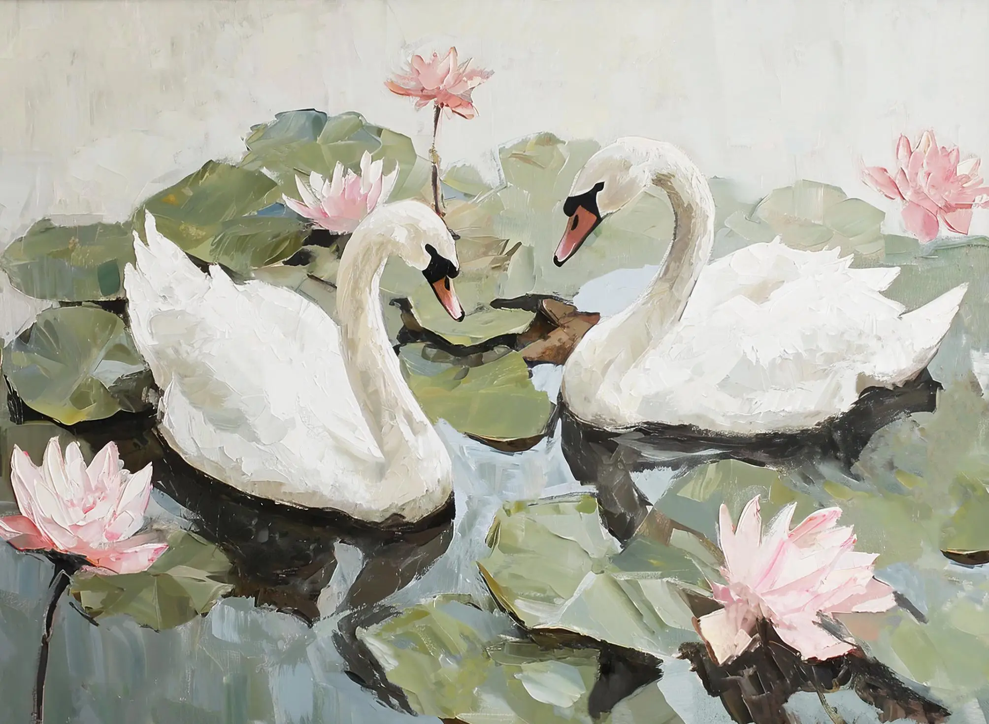 

Печать на холсте «Белый лебедь в озере»