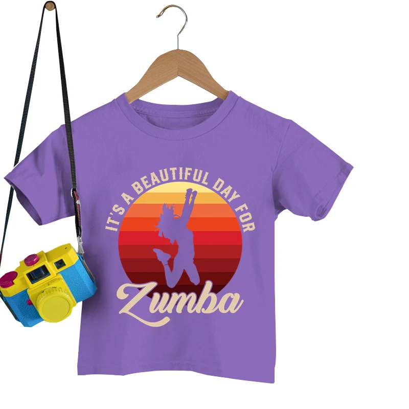 

Модная детская одежда Zumba, топы с графическим принтом и надписью для фитнеса, летняя спортивная футболка, красивый день для Zumba, футболки для девочек