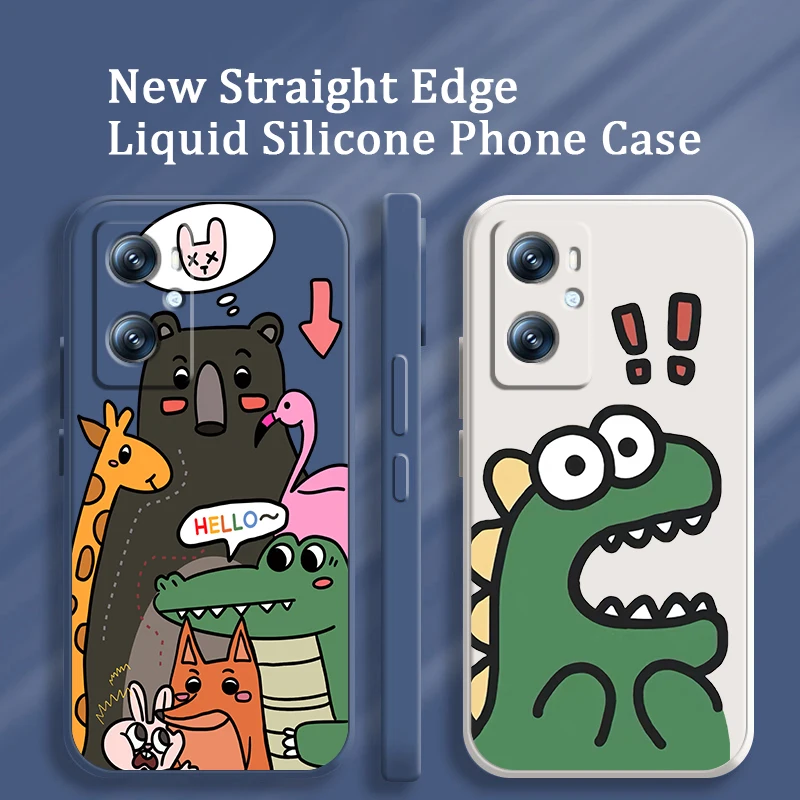 

Cartoon Little Monster Liquid Rope Phone Case For OPPO Find X5 X3 Lite F21 A96 A94 A93 A77 A76 A74 A72 A57 A53S A16 A9 5G