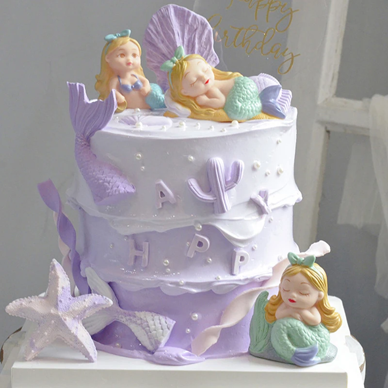 

1Pc Mermaid Cake Decor Mermaid Shape Cake Topper Girls Mermaid Themed Birthday Favor Cake Baking Decoration