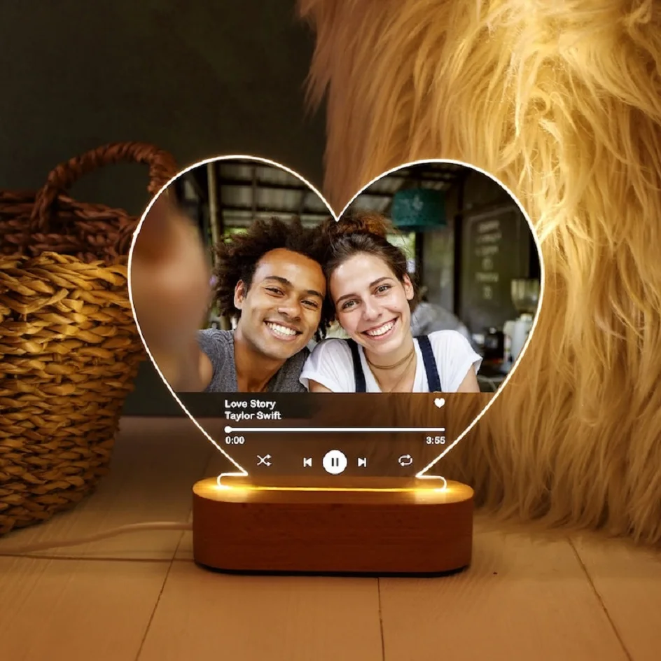 Персонализированная табличка Spotify Song с фотографией подарок на день рождения