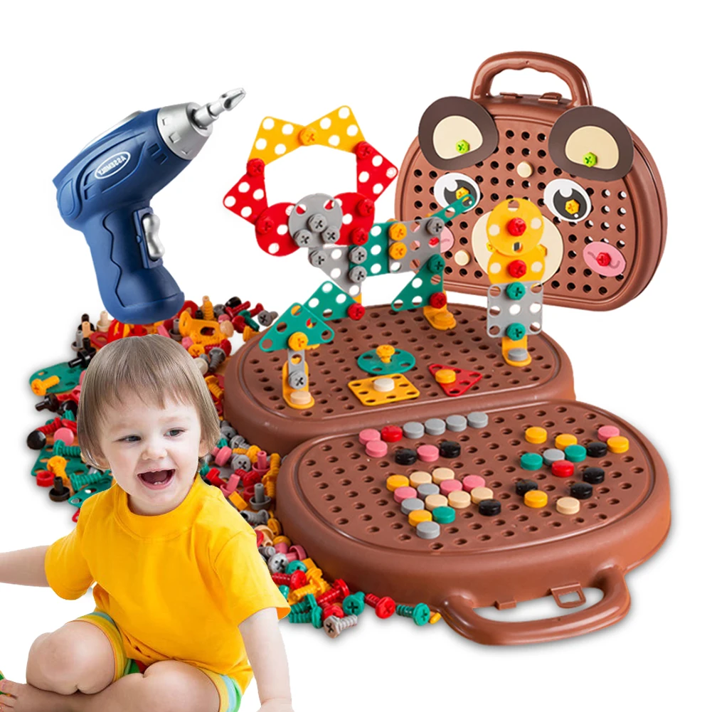 Игрушка Монтессори-головоломка Креативная Мозаика Электрическая Дрель