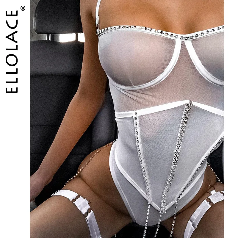 

Ellolace эротическое боди с Стразы, Кружевное боди с потертостями и подвязками