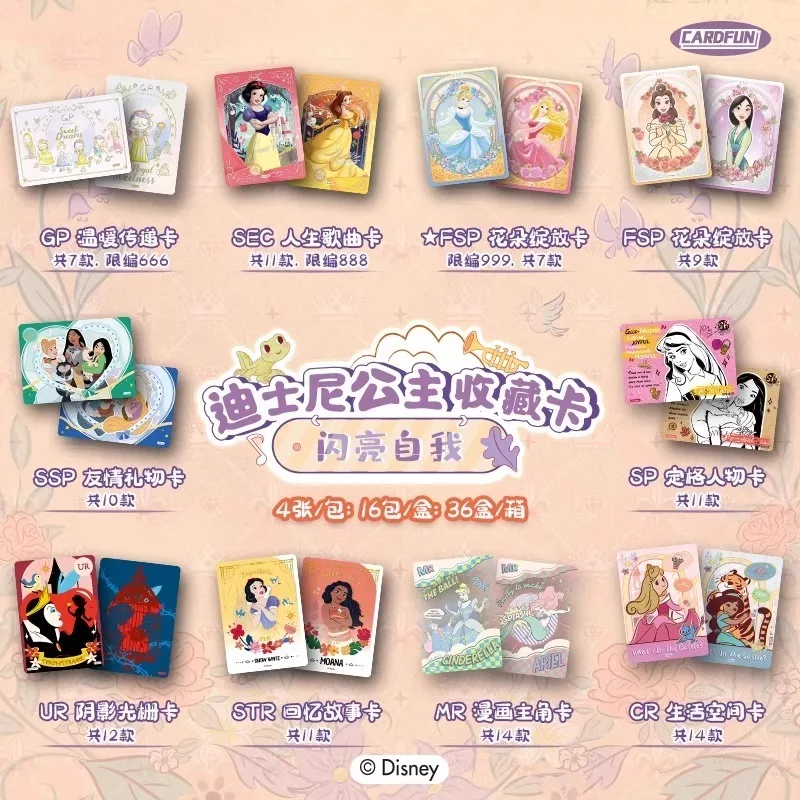 Фото Card Fun Официальные оригинальные карты Disney Princess Shining Self Series Коллекционная карта Белоснежки Аниме Периферийные подарочные игрушки №3