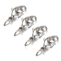 10sets stainless steel lobster clasp with jump ring jewelry clasps for diy necklace bracelet making connectors accessories