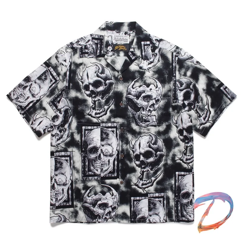 22SS Summer Wacko Maria Shirt High Street Skull Goblin Short-sleeved Shirts