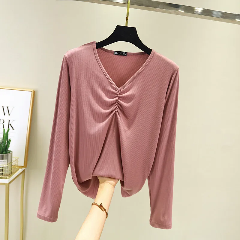 Fdfklak Fashion Korean V Neck One Piece Sleep Tops For Women Spring Autumn Cotton Long Sleeve Shirt Casual 1 Pcs Pajamas