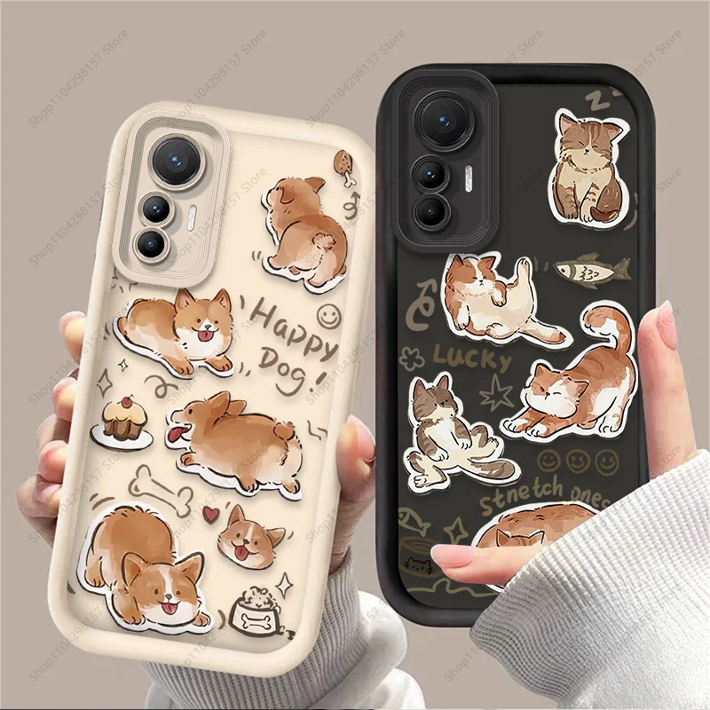 Фото Милый чехол с изображением кота и собаки для Xiaomi Poco X6 X7 F5 F6 X5 X3 NFC F3 M6 Pro 4G Mi 13 12 11 Lite 5G 14 13T 12T 11T 14T Pro Cover №1