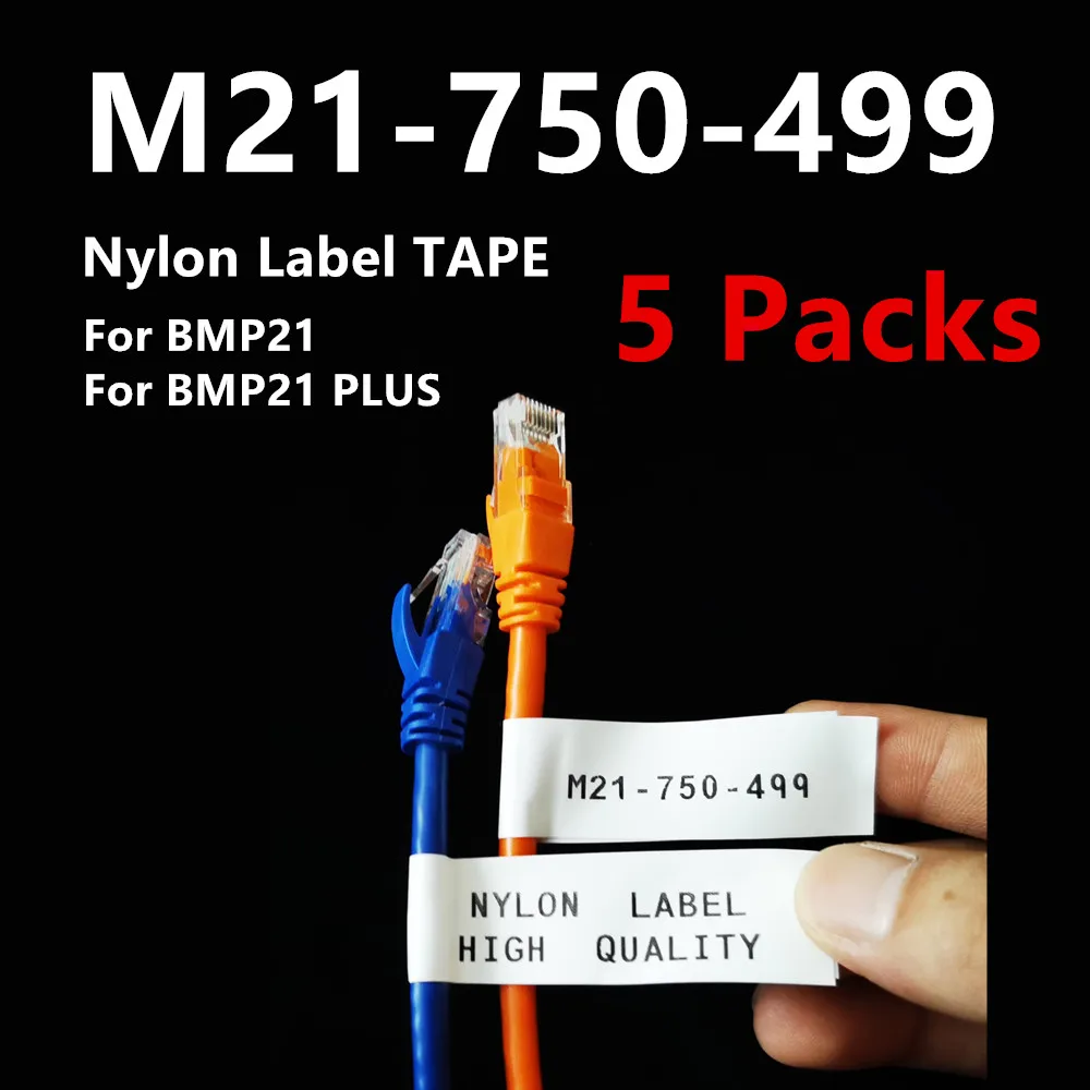 

5 Packs BMP21 M21-750-499 Nylon Label TAPE For Brady BMP21 PLUS Printer Tags Automation Wiring,High Quality,Black on White