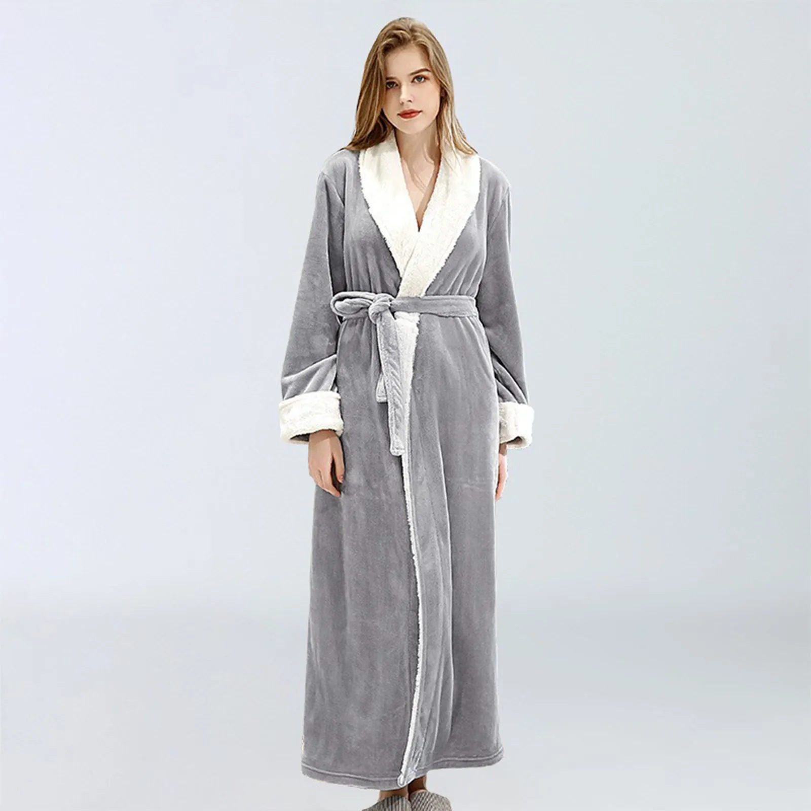 

Women Cute Winter Long Coral Fleece Bathrobe Kimono Warm Flannel Bath Robe Men Cozy Robes Night Sleepwear Women Dress Gown