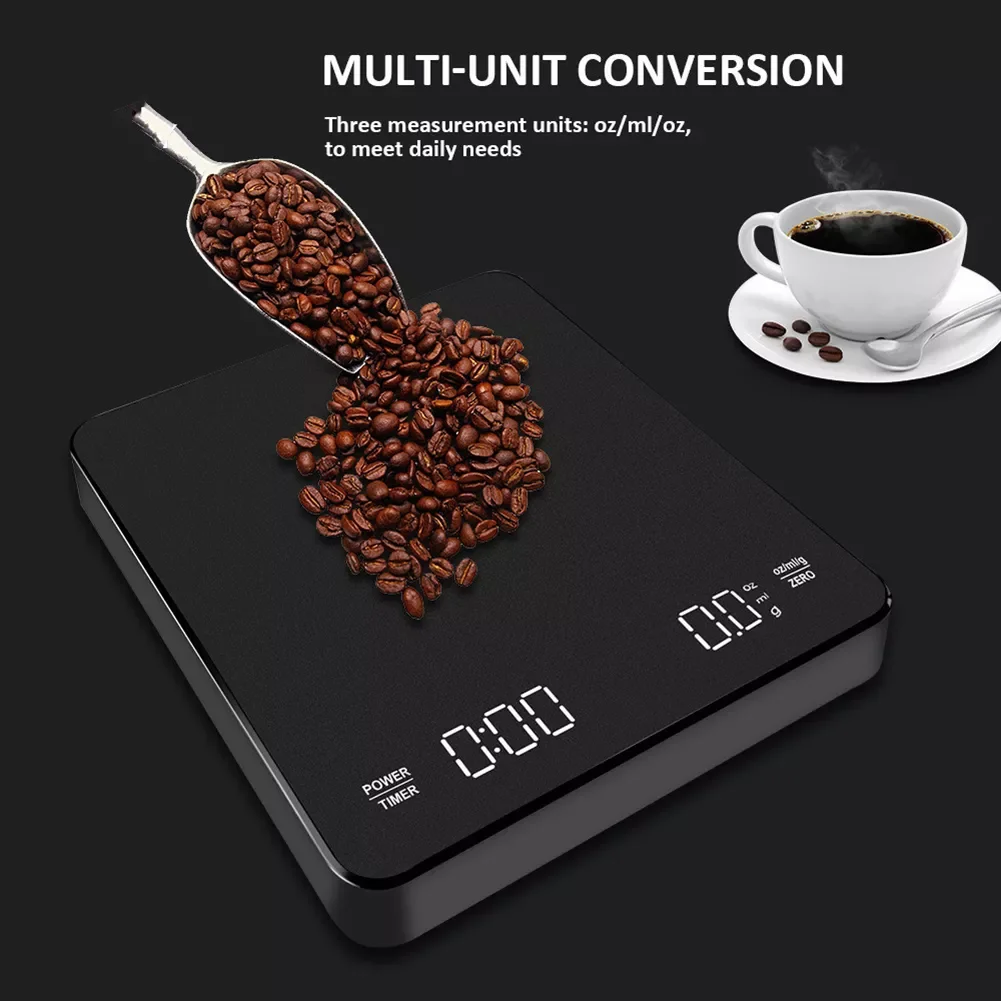 

3kg/0.1g Smart Drip Coffee Scale USB Timing LED Digital High Precision Hand-held Electronic Home Kitchen Scales
