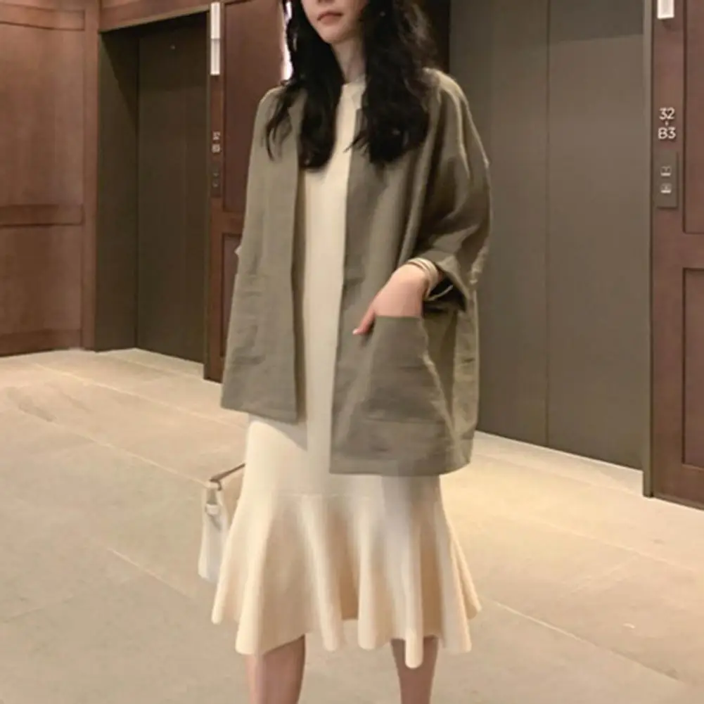 

Популярная летняя верхняя одежда Colorfast с круглым вырезом, тонкий свободный крой, винтажный женский топ, рубашка, пальто, одевающийся