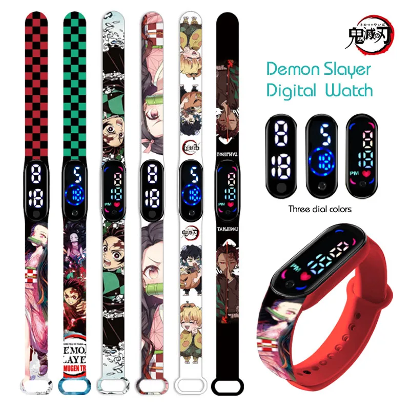 

Demon Slayer Kawaii Nezuko Electronic Waterproof LED Digital Bracelet Wristband Cartoon Anime Watch Children Toys Christmas Gift