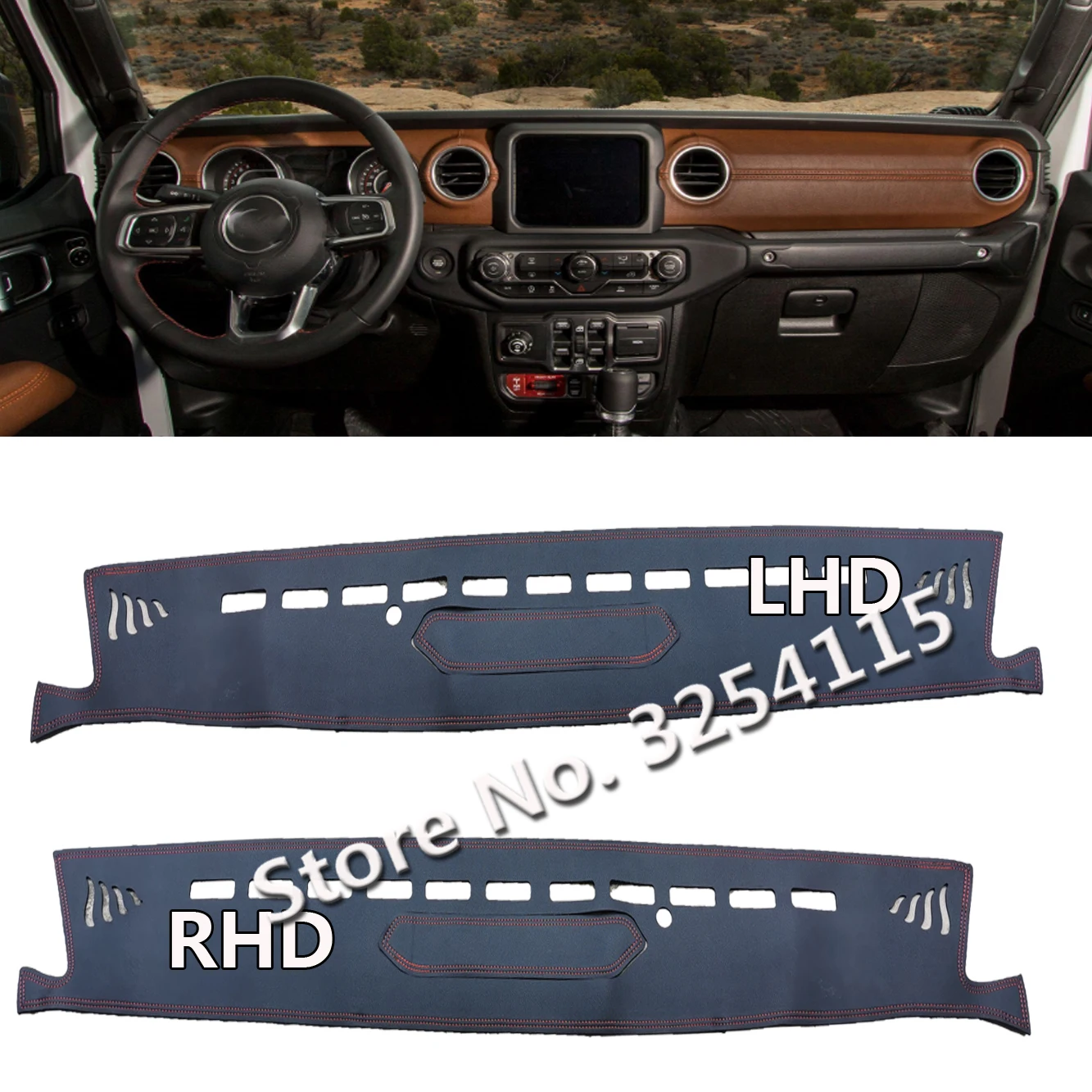 PU Leather Dashmat Dashboard Cover Pad Dash Mat Car Accessories Sunshade For Jeep Wrangler Rubicon JL 2018-2022  2019 2020 2021