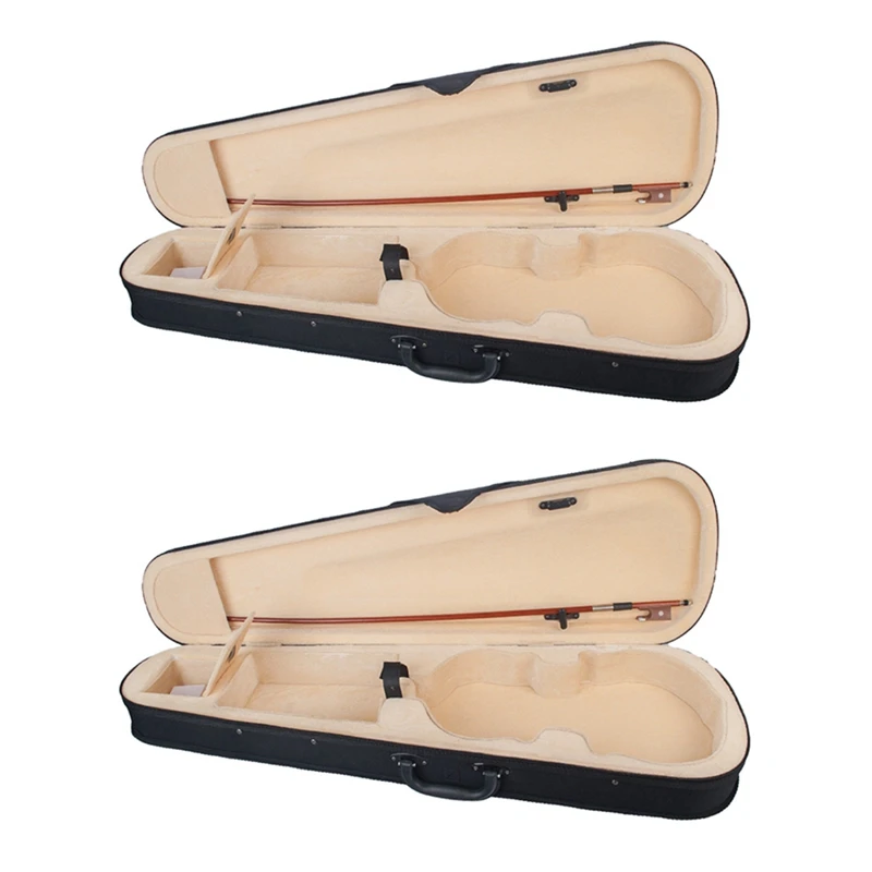 

2X Violin Case 4/4 Size Professional Triangular Shape Violin Hard Case Yellow Inside Violin Parts