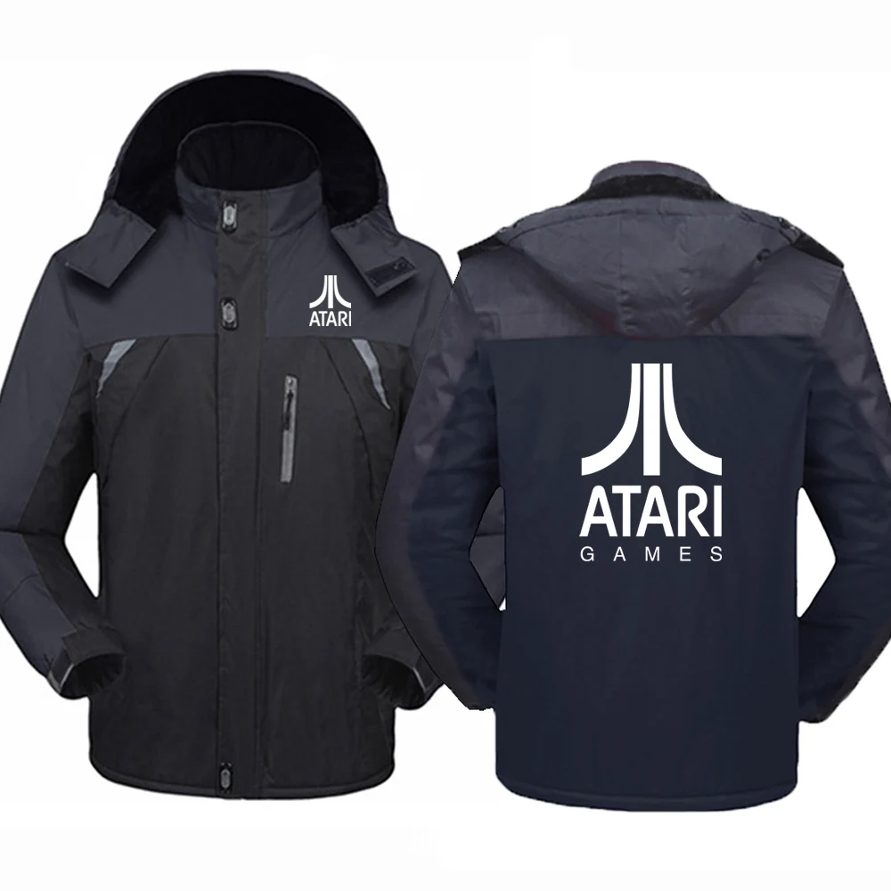 

2022 New Men's ATARI Games Printing Winter Thicken Warm Waterproof Zipper Jacket Hiking Windbreak Casual Mountaineering Coat