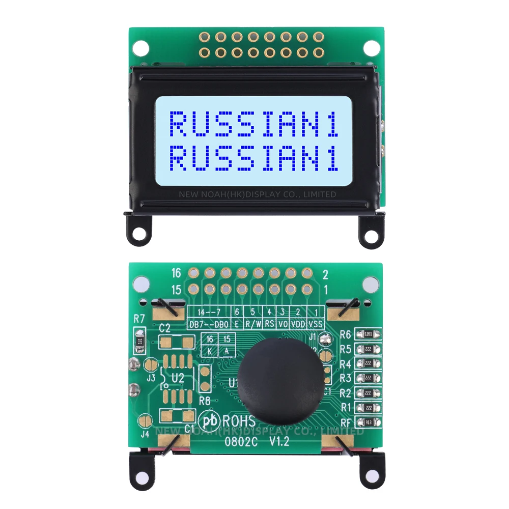 Русская серая пленка с синими буквами 0802C Жидкокристаллический дисплей 02*08