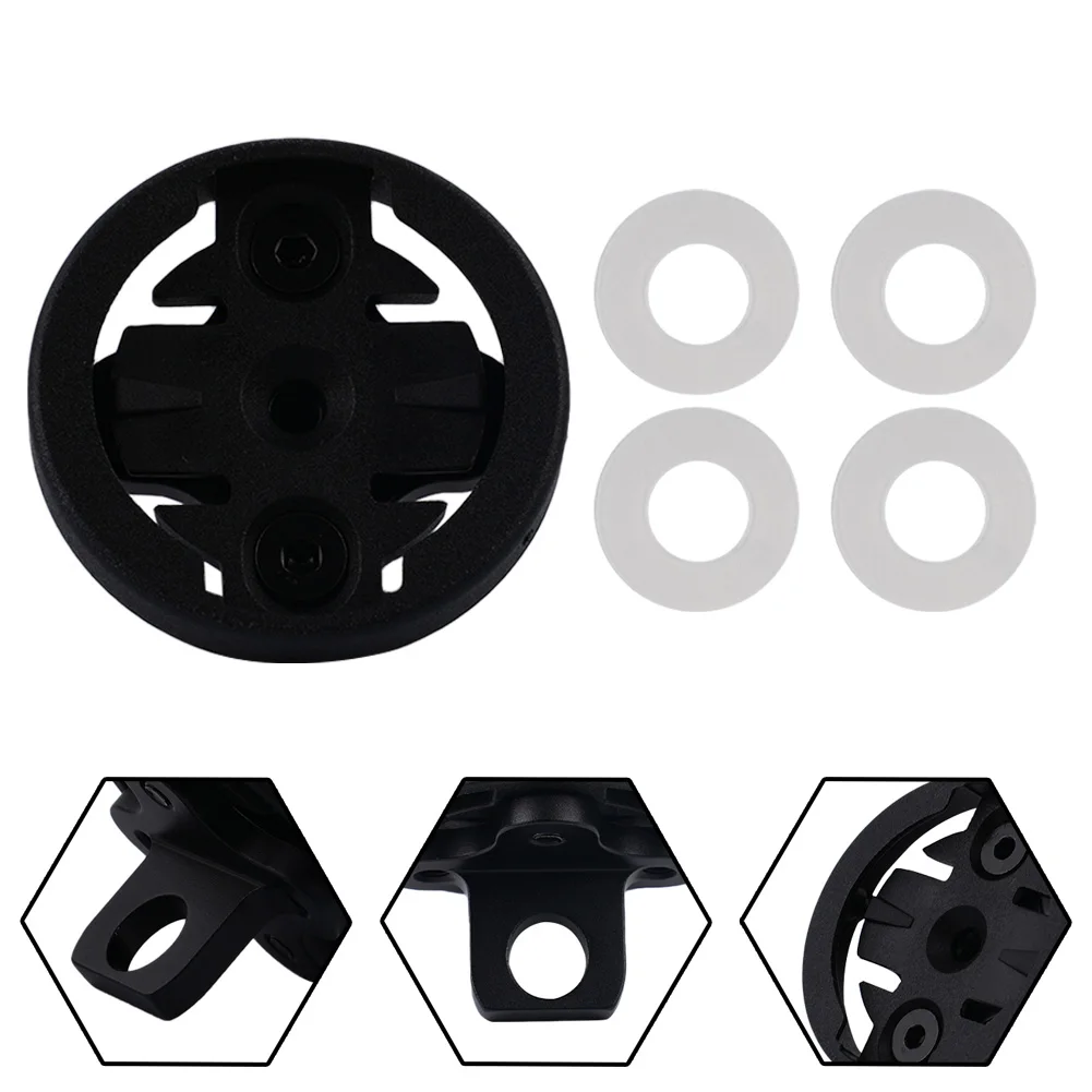 

Bike Computer Holder With 4pcs Washer Compatible For BROMPTONN Garmin Odometer Aluminum Alloy ABS Black Bike Accessories