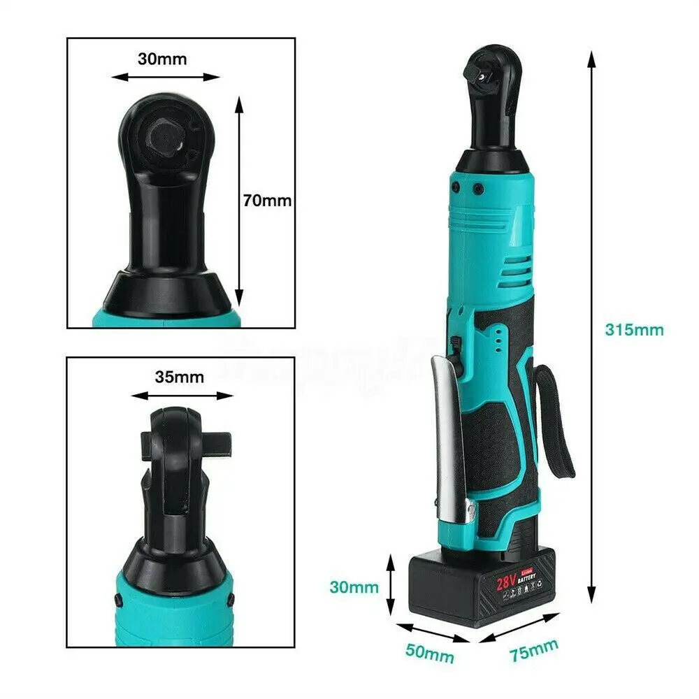 28V 85N.m Cordless Electric Ratchet Wrench Set Angle Drill Repair Tool Rechargeable Right Angle Wrench with 4000mAh Battery images - 6