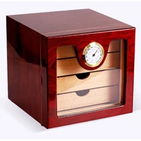 Luxury Red And Black Cedar Wood Cigar Humidor Cabinet Storage Box Hygrometer Humidifier