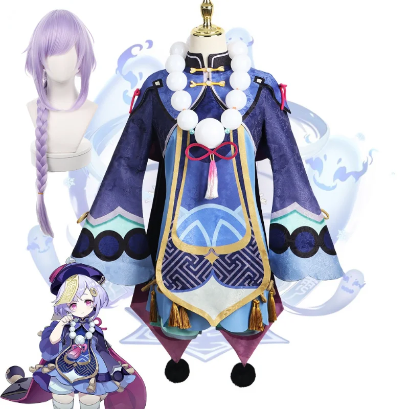 

Genshin Impact Qiqi Cosplay Costumes Anime Figure Zombie Girl Vestido Halloween Costumes for Women Dress Role Play Clothing Wig