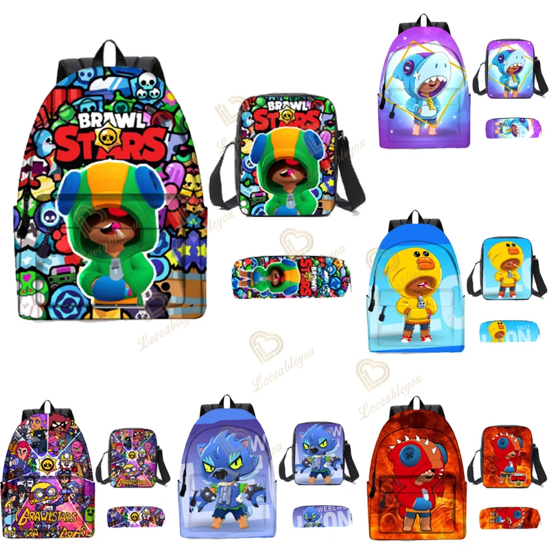 

Adisputent 3pcs Bag Set Boys Schoolbags Kid Leon School Backpack Boy Bookbag Student Schoolbag Kid Pen Pencil Bag Back To School