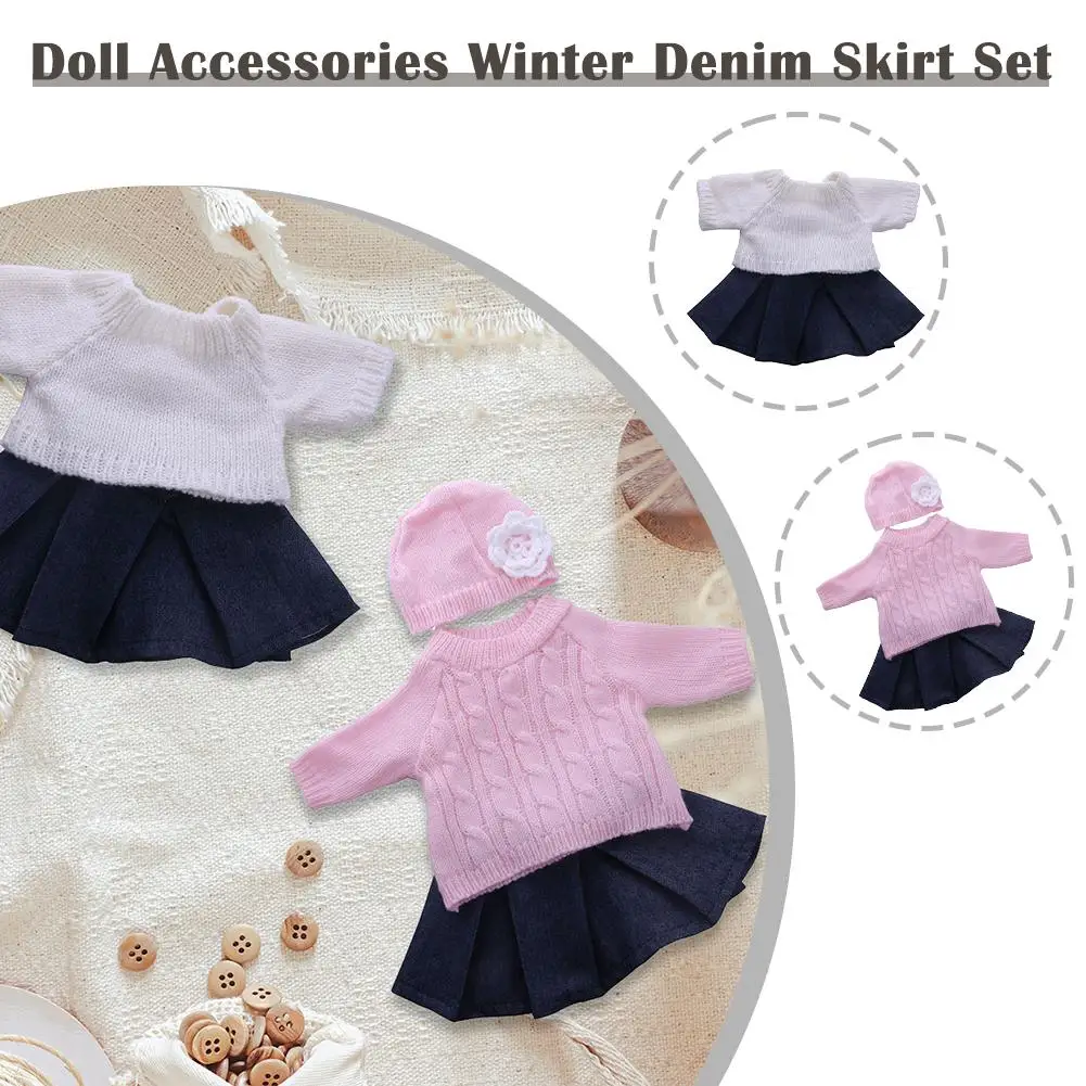 Одежда футболка/шапка + вязаный свитер костюм с юбкой для 18 дюймов новинка 43 см