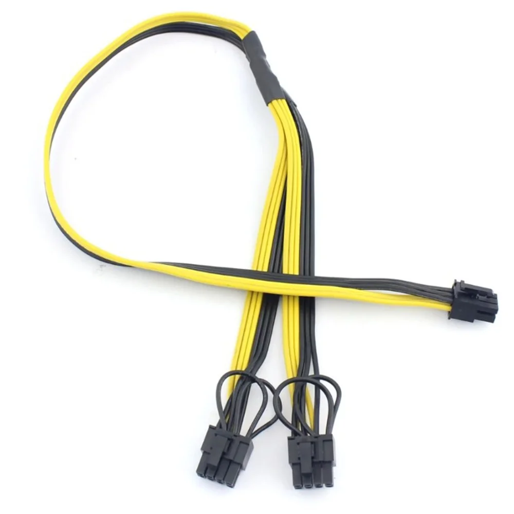 

10Pcs PCI-E PCIE 6Pin to Dual 8Pin 6+2Pin Adapter Cable Graphics GPU Video Power Cable 16AWG+18AWG for Miner Mining