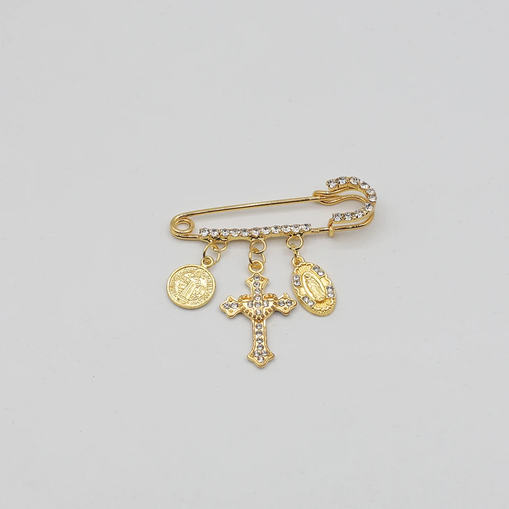 Фото Религия, брошь с кристаллами и бриллиантами, католицизм, крест Девы Марии для женщин и мужчин, модная булавка на удачу, ювелирное изделие, подарок, дропшиппинг №4