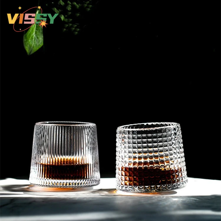 

Rotating Whiskey Glass Old Fashioned Glass For Drinking Bourbon Scotch Cocktails Whisky Shake Cup Creative Personality