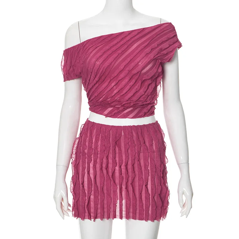 Летняя однотонная плиссированная юбка с оборками и открытыми плечами