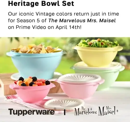 

Heritage Collection 10 Piece Food Storage Container Set in Vintage Colors - Dishwasher Safe & BPA Free - (5 Bowls + 5 Lids)