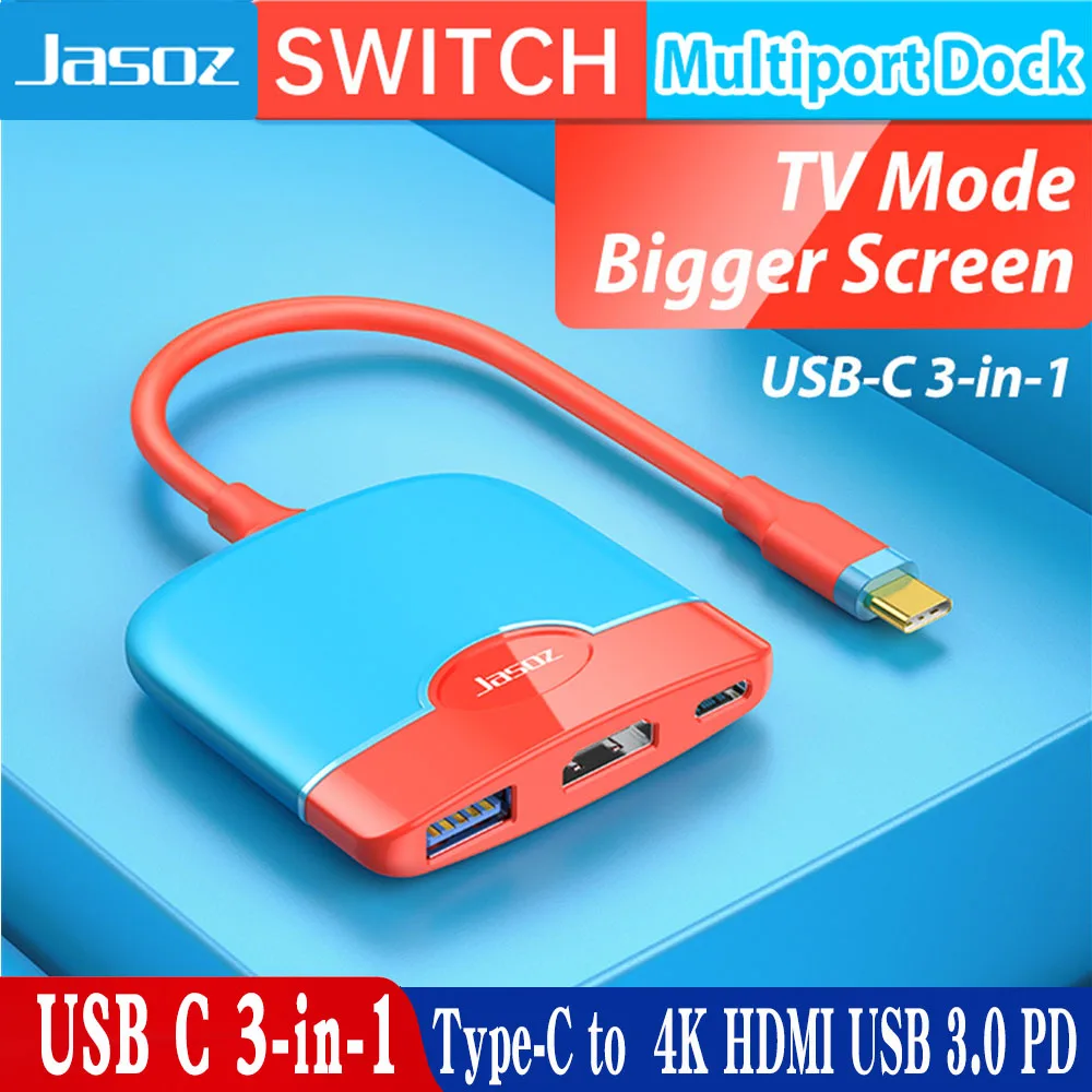 

Jasoz Switch Docking Station Adapter USB C to 4K HDMI USB 3.0 PD for Nintendo Switch Portable Dock Station MacBook Air Pro iPad