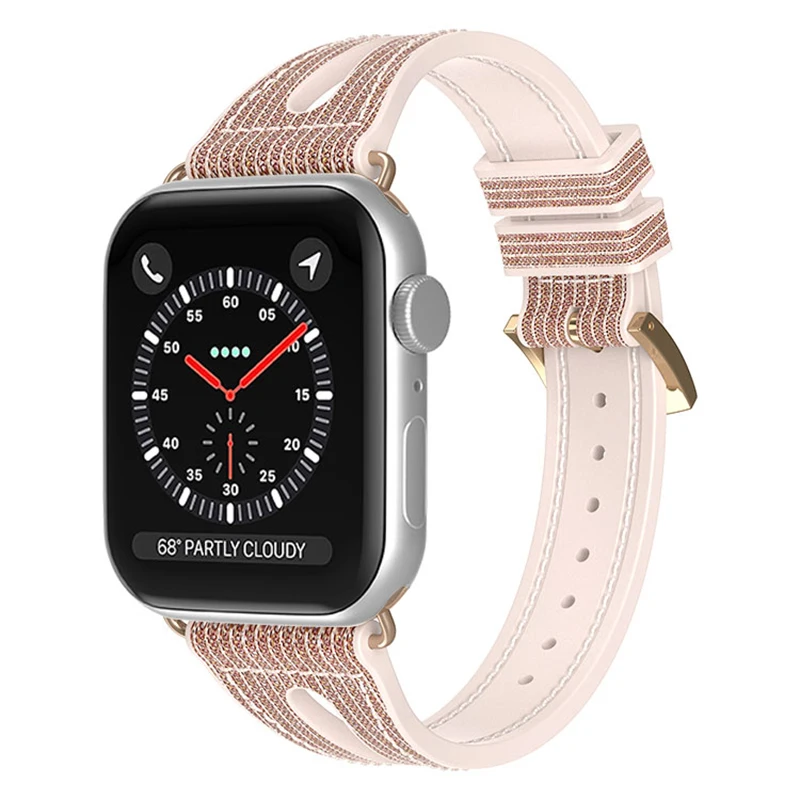Bling Thin Strap for Apple Watch Band 45mm 44mm 41mm 40mm 38mm correa women Silicone Bracelet for iWatch Series 8 7 SE 6 5 Belt