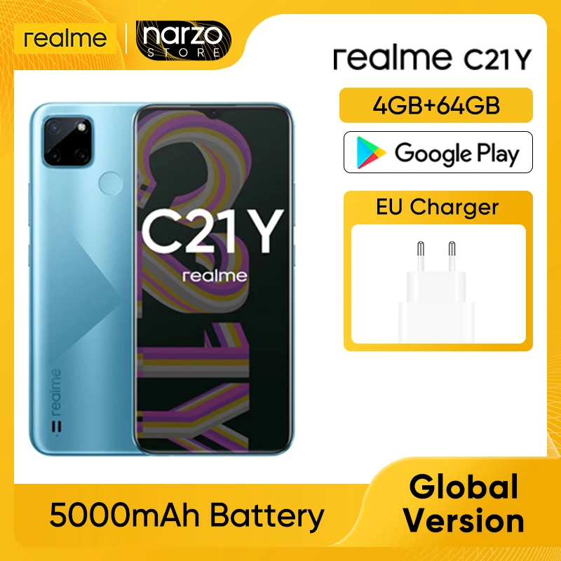 

realme C21Y 4GB 64GB Global Version Smartphone Octa-core Processor 6.5'' HD Large Display 5000mAh Battery 13MP AI Triple Camera