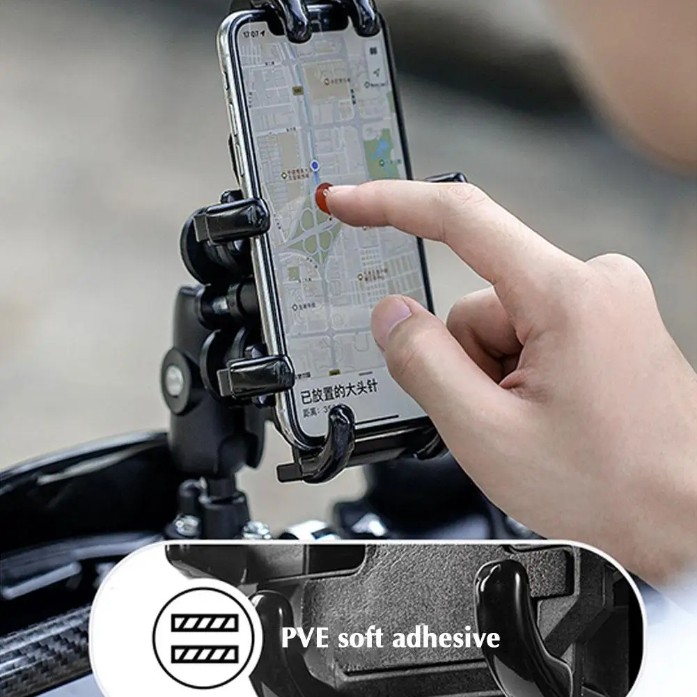 

Motorcycle Phone Holder W/ Shock Absorber Bike Handlebar Rearview Mirror Mount Gps Clip For 4.7-7.1 Inch Mobile Phone Shock M3x7