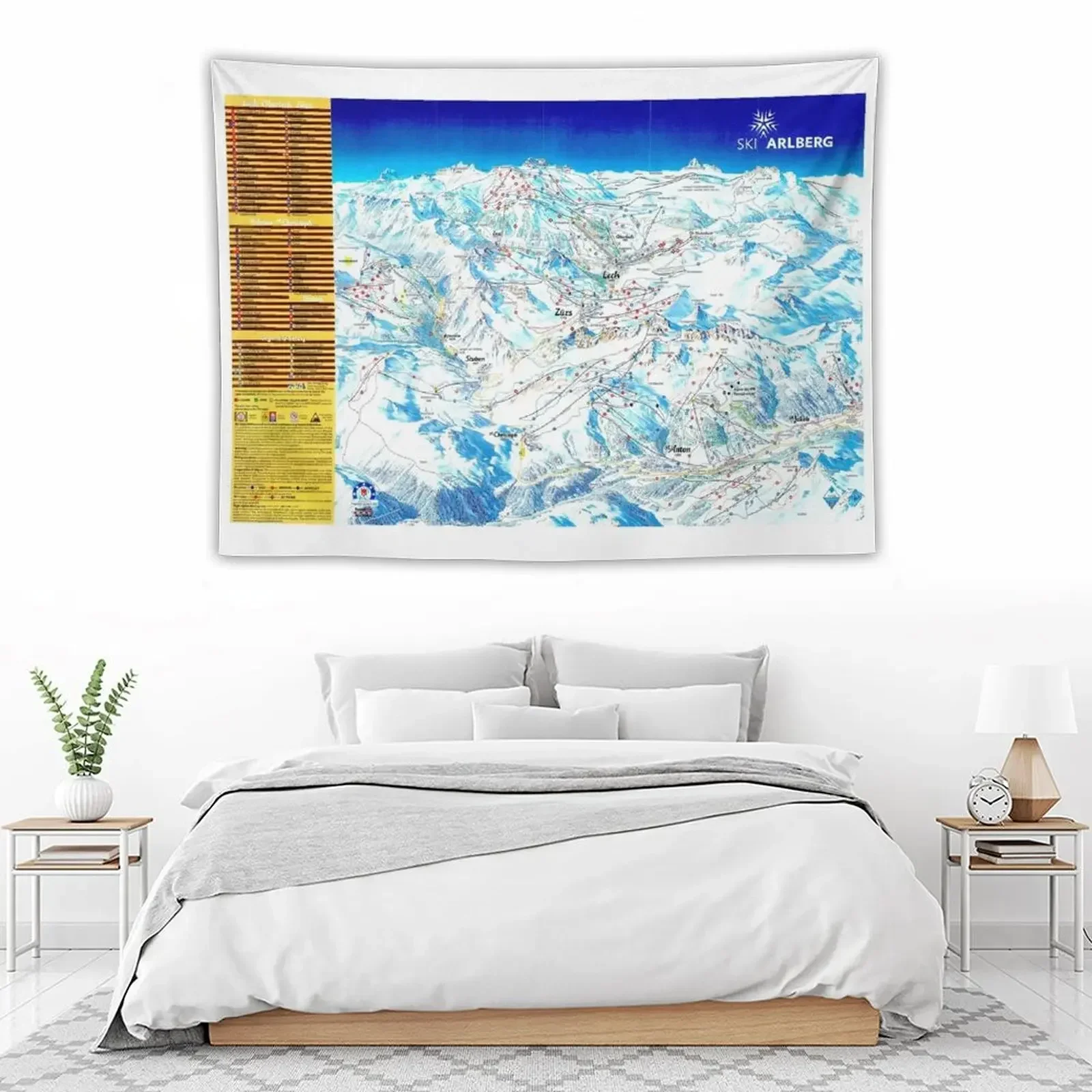 Лыжный Arlberg (с названиями лыж) карта лыжной зоны (старая) гобелен Рождественское